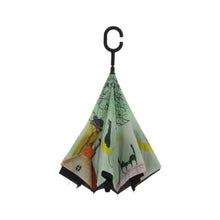 Charger l'image dans la galerie, Lot de 5 Parapluies inversés blanc avec imprimé chats sur la toiture + 5 housses OFFERTE (PRIX HT)