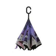 Charger l'image dans la galerie, Lot de 5 Parapluies inversés bleu avec imprimé chats sur la toiture + 5 housses OFFERTE (PRIX HT)