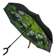 Charger l&#39;image dans la galerie, Lot de 5 Parapluie inversé en tissu polyester imprimé en panda + 5 housses OFFERTE (PRIX HT)