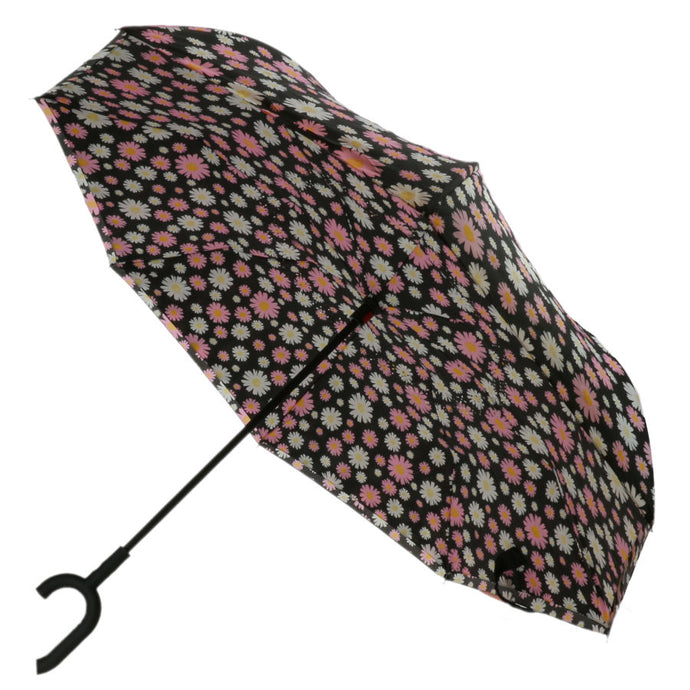 Lot de 5 Parapluies inversés des fleurs marguerite rose + 5 housses OFFERTE (PRIX HT)