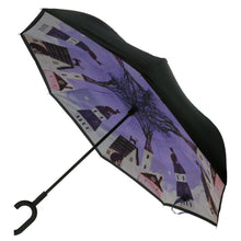 Charger l'image dans la galerie, Lot de 5 Parapluies inversés bleu avec imprimé chats sur la toiture + 5 housses OFFERTE (PRIX HT)